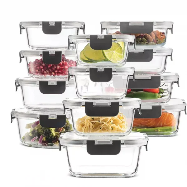24-Piece Airtight Pantry Food Containers with Lids - Meal Prep Containers for Travel or Dining - Freezer, Oven & Dish