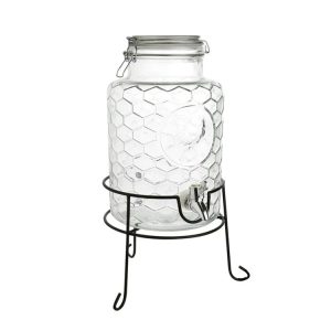 Large Clear Glass Drink Dispenser With Tap And Stand