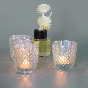 Clear Votive Candle Holders Colorful Glass Tea Light Candle Holders, Glass Candle Holders for Dining Table Centerpieces