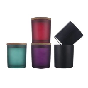 Frosted Glass Candle Holder with Cork Lid Scented Candles in Glass Jar