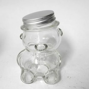 Glass Honey Bear Jars with silver Lids for Honey, Candles and other Crafts