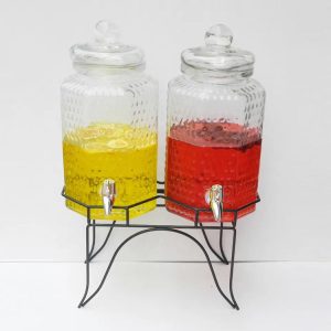 double glass beverage dispenser with stand
