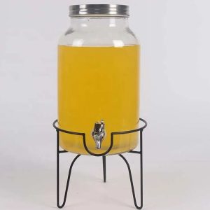 glass juice dispenser with tap and stand