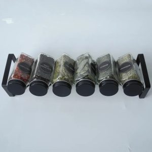 6 pcs glass spice jars set Spice Rack Tray 1 Tier Drawer Organizer For Kitchen Cabinets 1