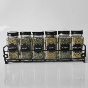 Space Saving Multi-Purpose seasoning Organizer Kitchen hanging Wall Mount Spice Rack with 6 empty jars 1