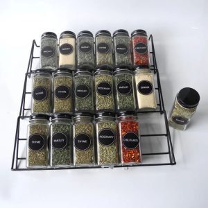 Spice Drawer Organizer Insert 3 Tier Spice Rack Tray Drawer Organizer For Kitchen Cabinets with labels 1