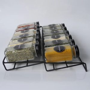 Spice Rack Organizer for Cabinet 2-Tier Spice rack with 12 Empty Spice Jars and Labels 1