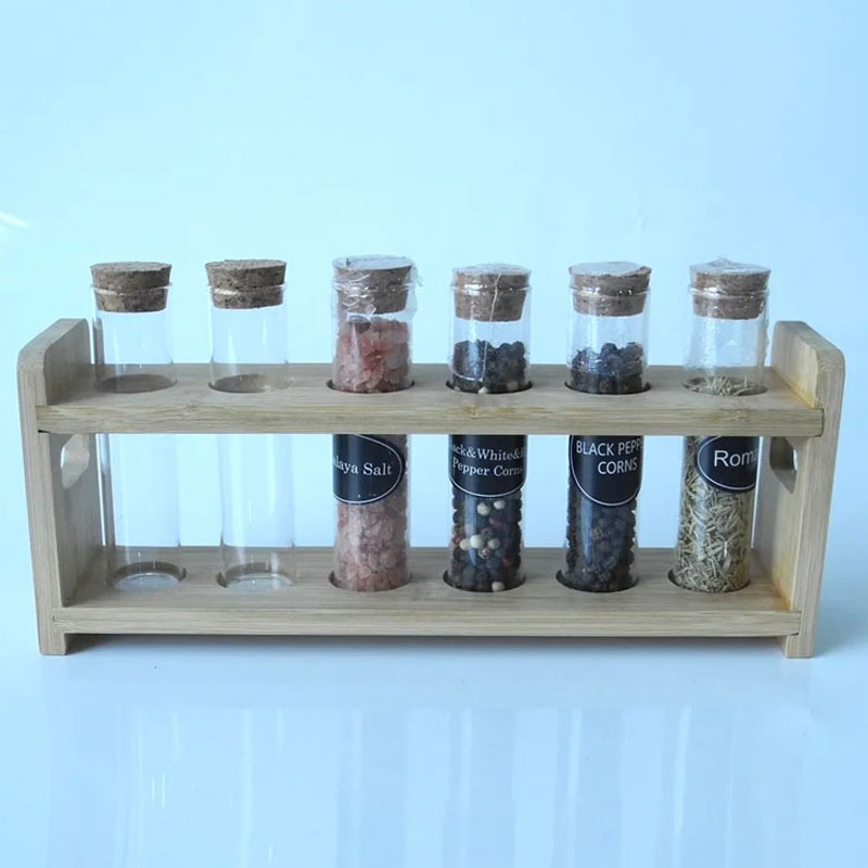 Glass Bottles Vials Jars Glass Test Tube With Cork Stoppers Empty Refillable Bottle With Wooden Holder Stand