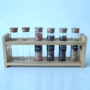 Glass Bottles Vials Jars Glass Test Tube With Cork Stoppers Empty Refillable Bottle With Wooden Holder Stand 1