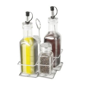 Crystal Glass Oil and Vinegar Bottles Rack Set 1