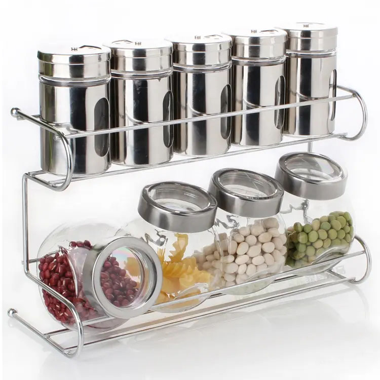 Glass Shaker Bottle with Metal Rack Set Tp12114 2