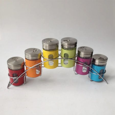 Colorful Mixed Cylinder Glass Spice Bottles Rack Set 1 Colorful Mixed Cylinder Glass Spice Bottles Rack Set 1